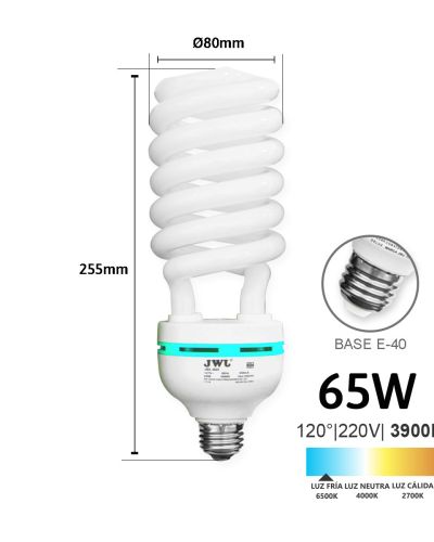 Foco Ahorrador Espiral 65W E40