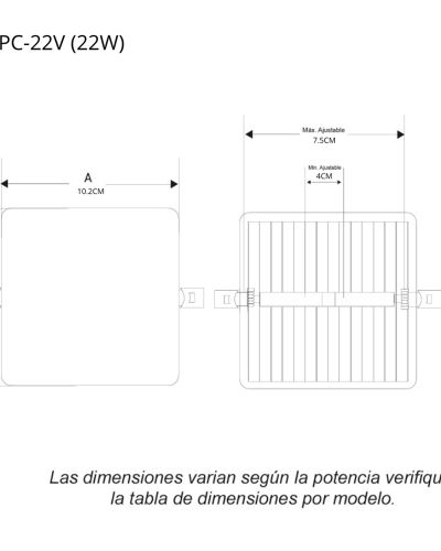 Panel LED cuadrado sin marco