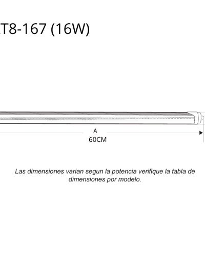 Tubo de LED T8 de 16W 60cm