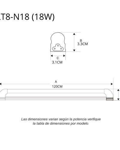 Tubo LED T8 18W 120 cm
