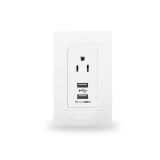 Placa con 1 toma corriente 2P+T y dos conectores USB