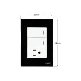 PLACA CON 2 INTERRUPTORES Y UN TOMA CORRIENTE (JTL-F7651)