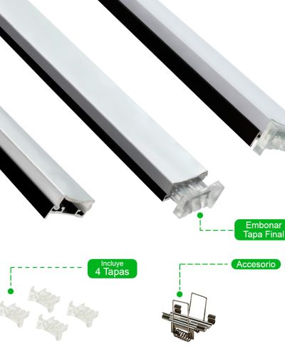 Perfil de aluminio con difusor lateral