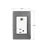PLACA CON TOMA TV COAXIAL Y UNA TOMA CORRIENTE