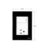 PLACA CON INTERRUPTOR SENCILLO Y UN TOMA CORRIENTE